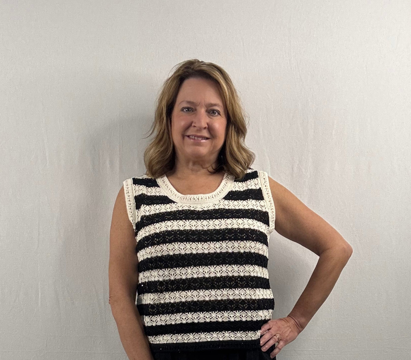 Black Sparkly Striped Top