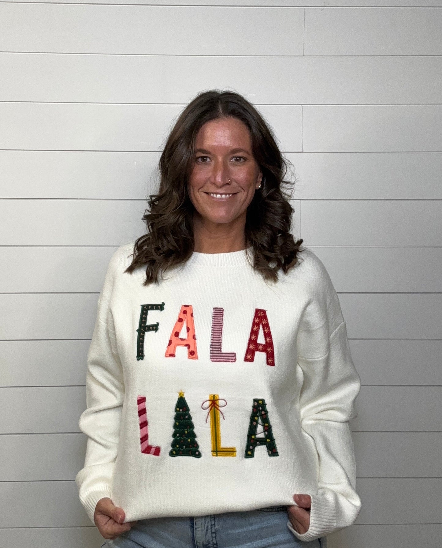 White FaLaLaLa Sweater