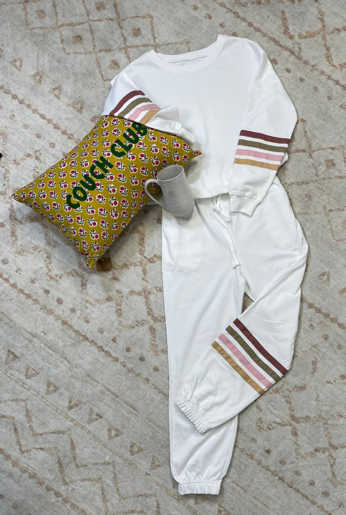 White Striped Jogger Set