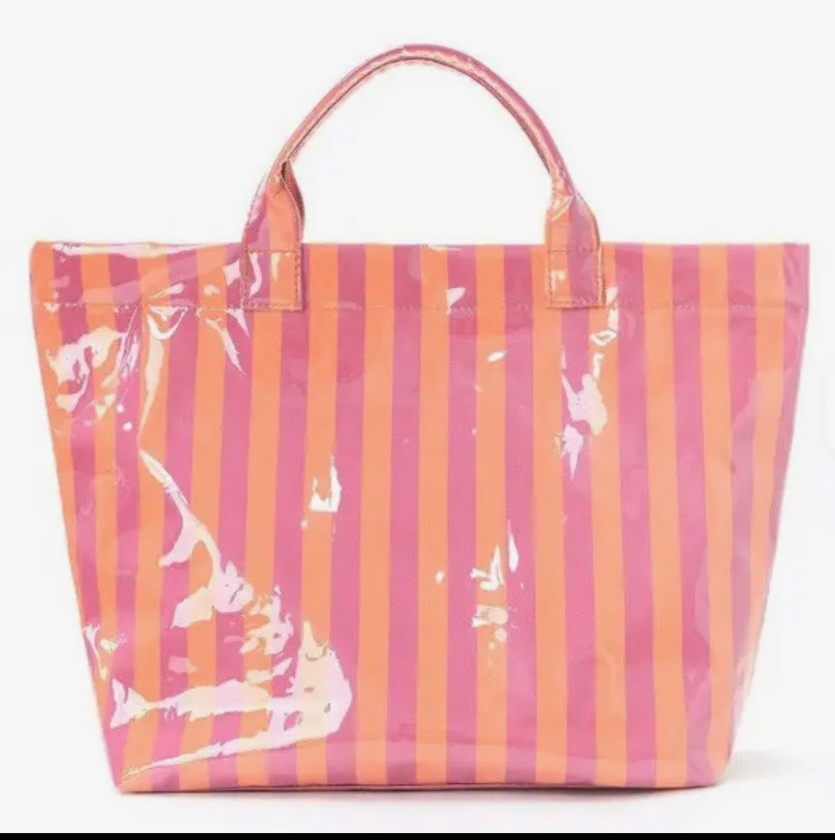 Striped Vinyl Tote