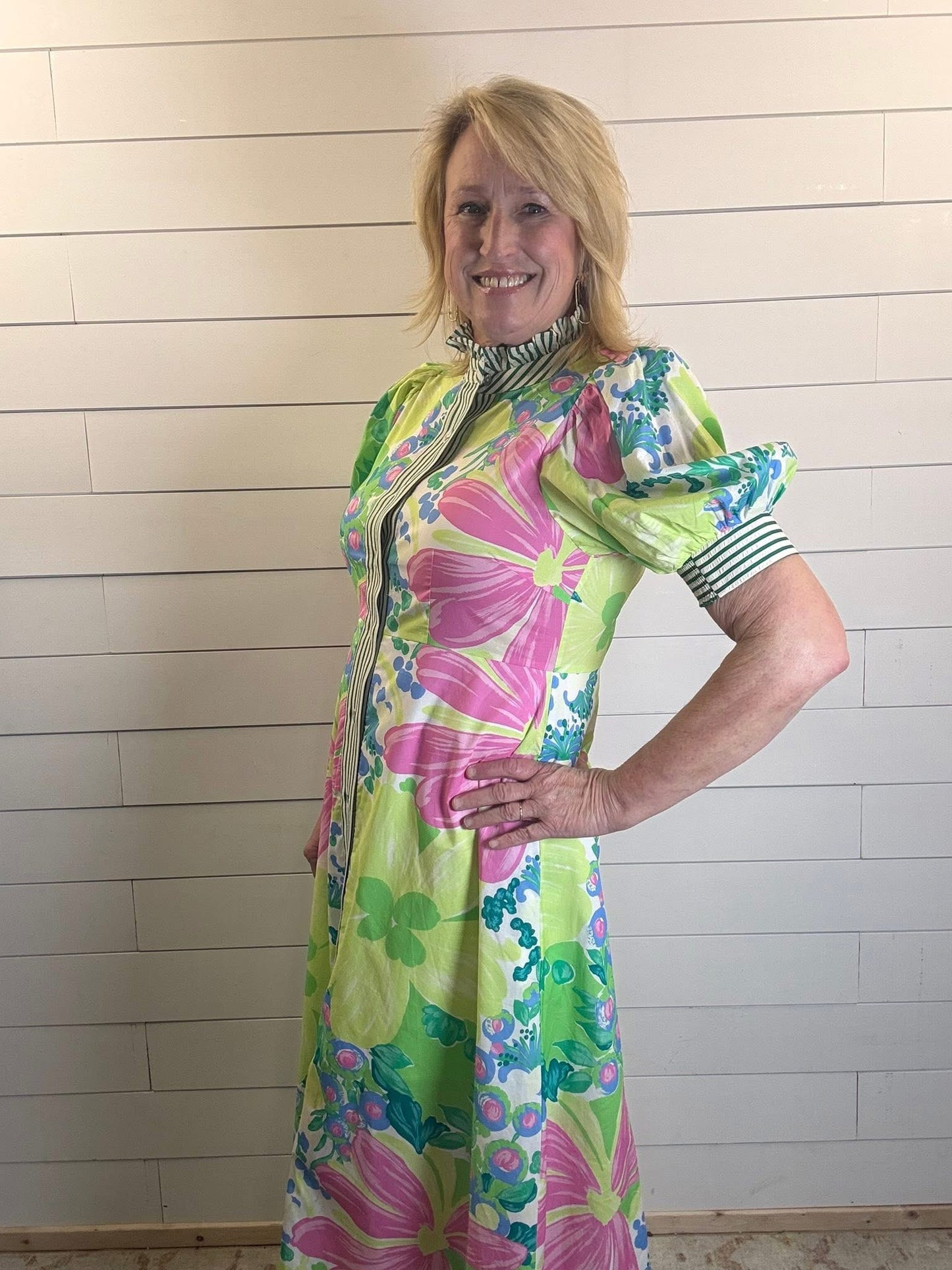 Lime Floral Maxi Dress