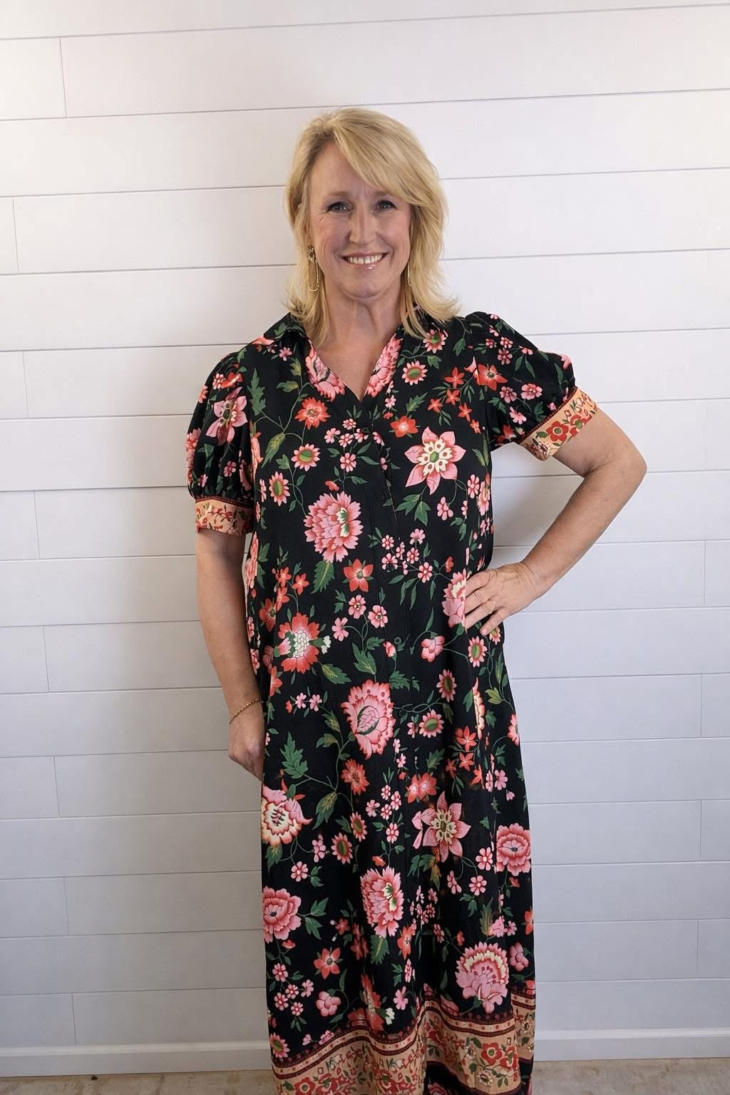 Black Floral SS Dress