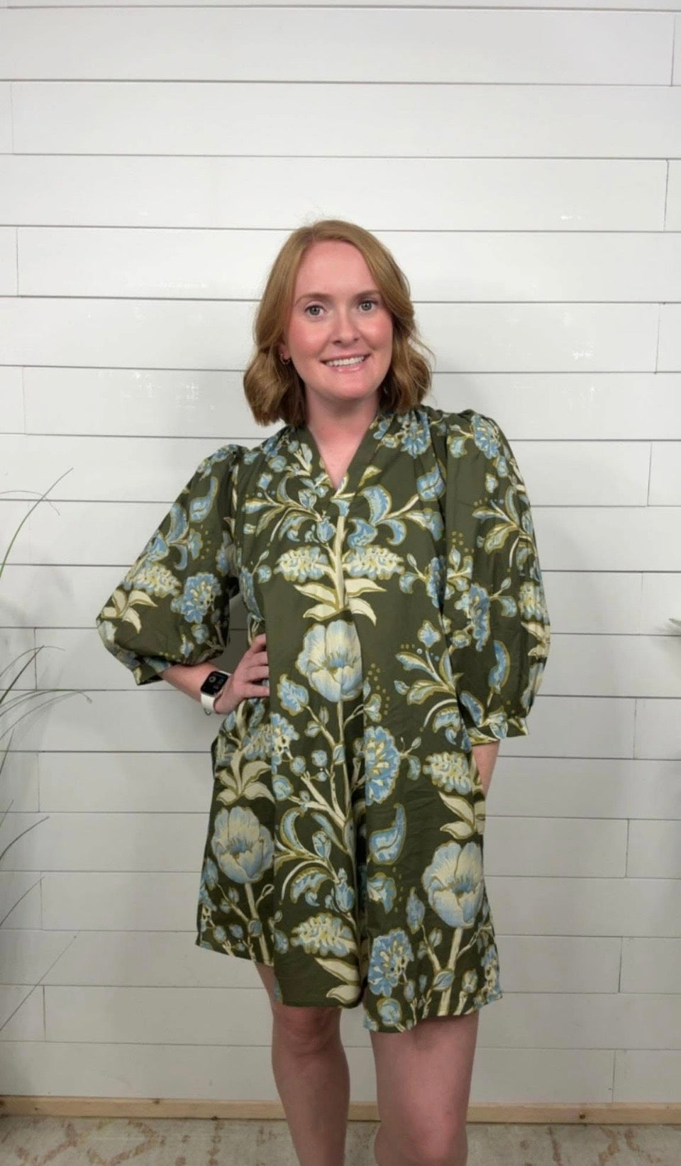 Olive Floral Dress