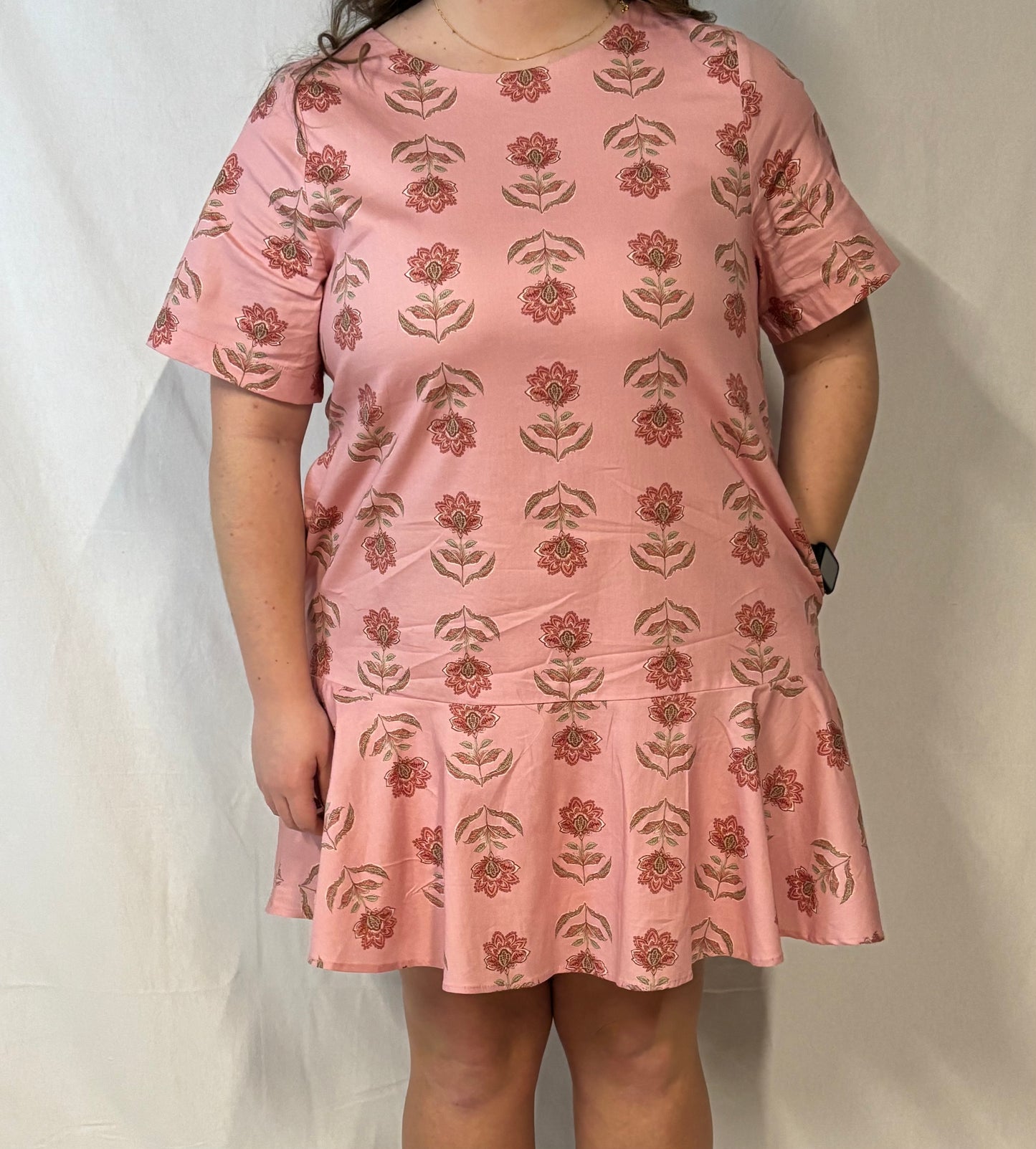 Soft Salmon Floral Dress