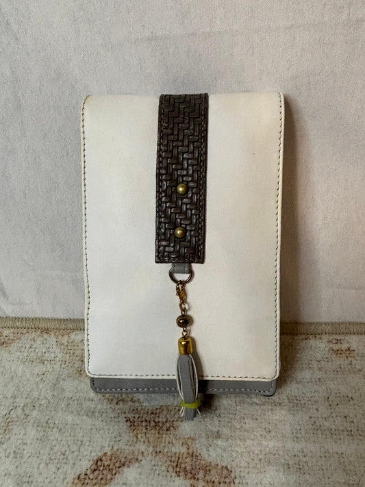 Grey/White Front Flap  Crossbody