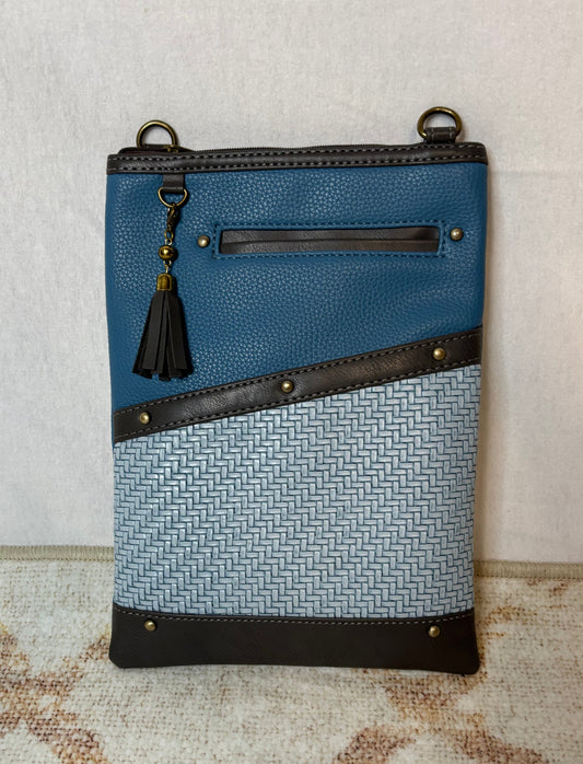 Front Cell Pocket Crossbody Blue