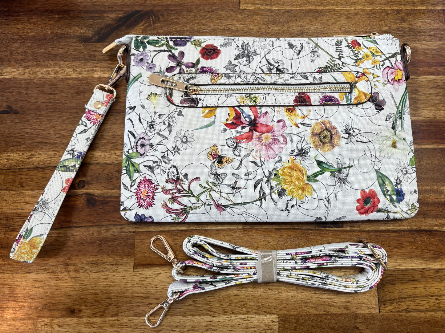 Floral White Cluth/Crossbody