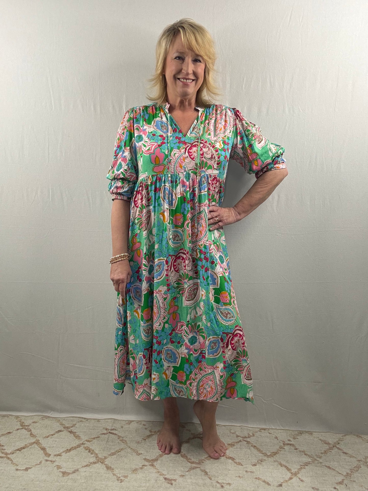 Emerald Envy Floral Dress