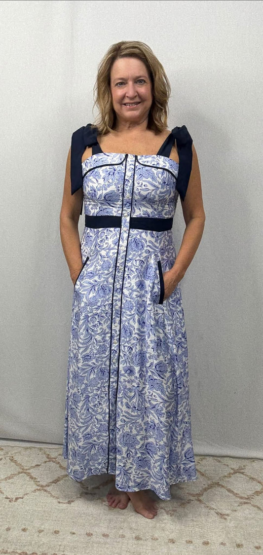 Navy Floral Maxi Dress