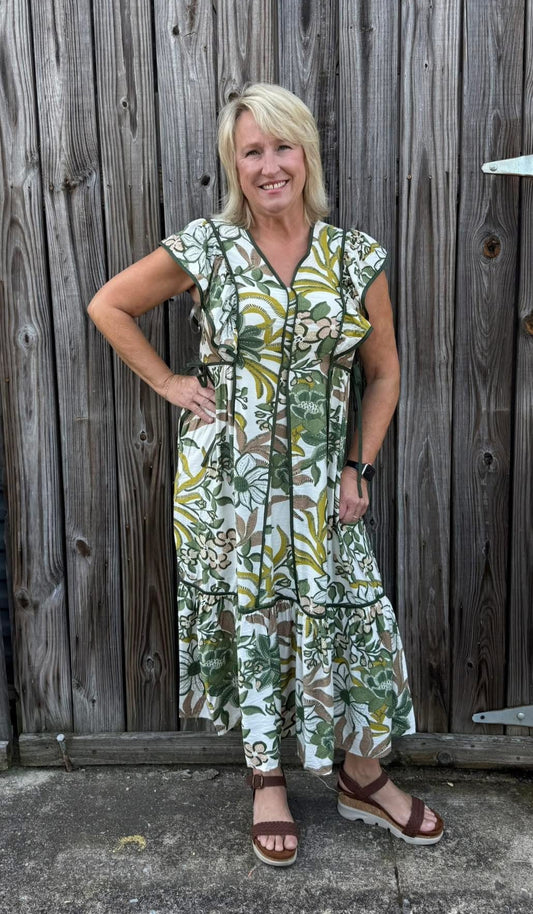 Olive Side Tie Dress