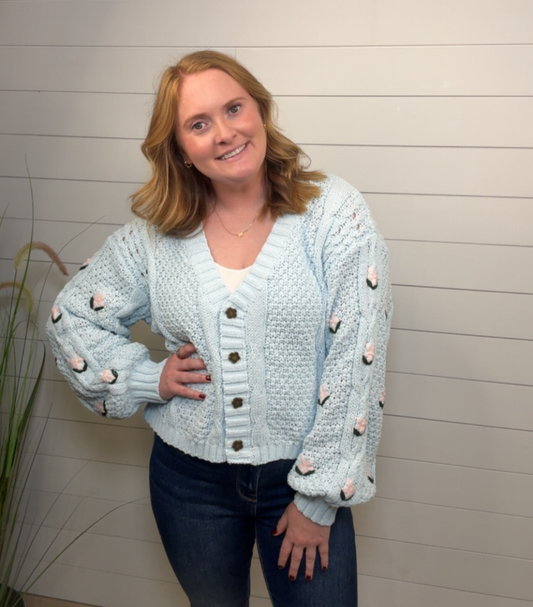 Sky Blue Daisy Sweater