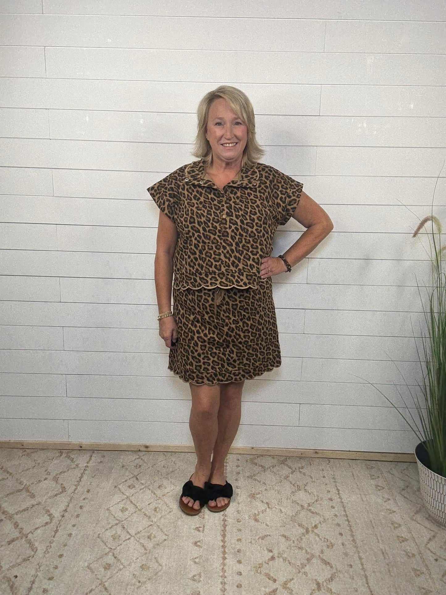 Cheetah Button Top
