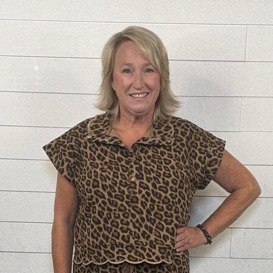 Cheetah Button Top