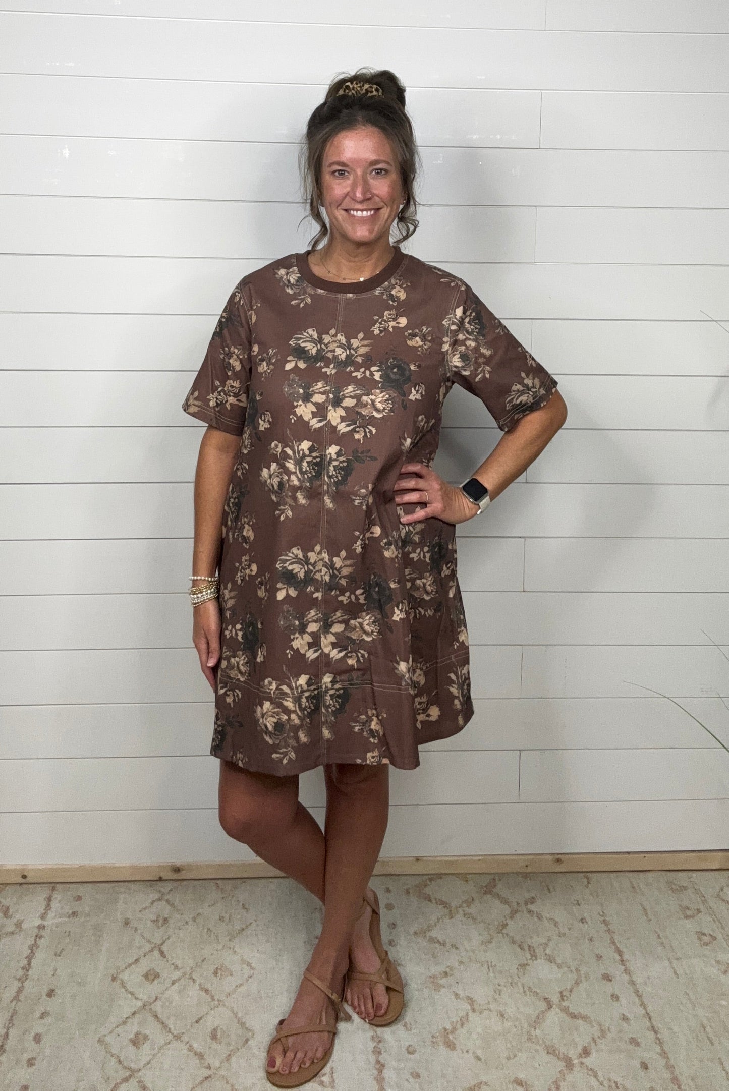 Brown Floral Dress