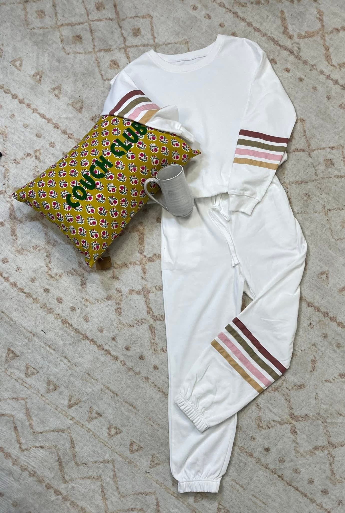 White Striped Jogger Set