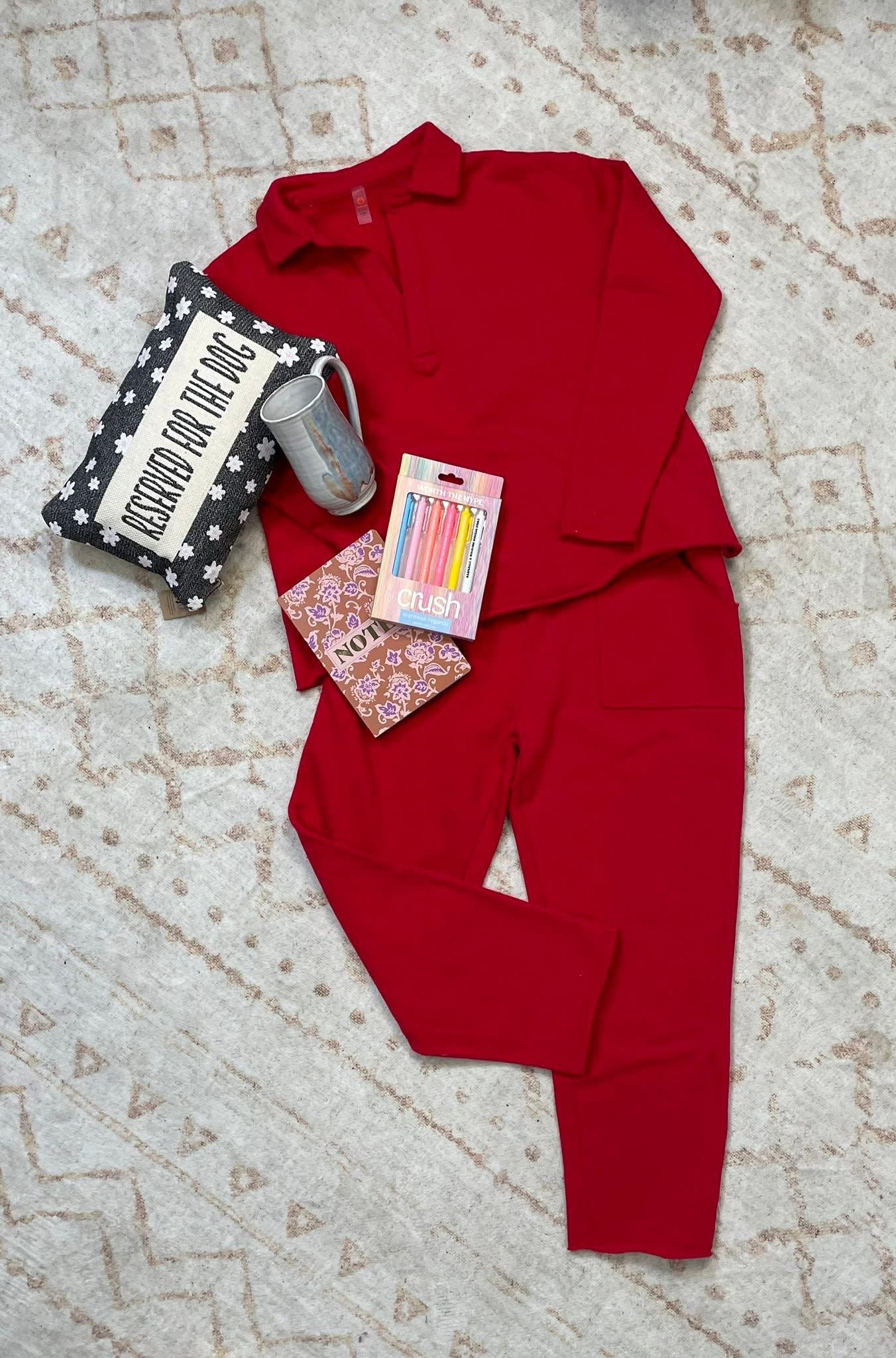 Cherry Henley Pullover