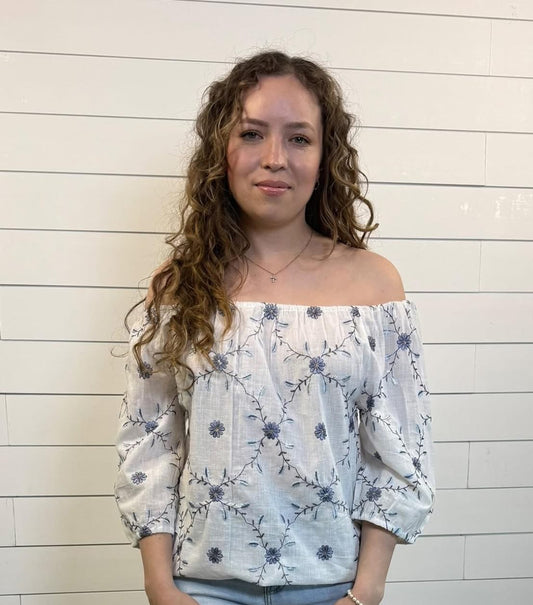 Embroidered Daisy Blouse