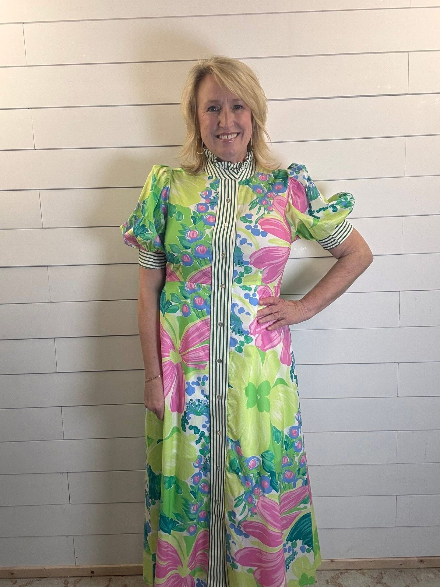 Lime Floral Maxi Dress