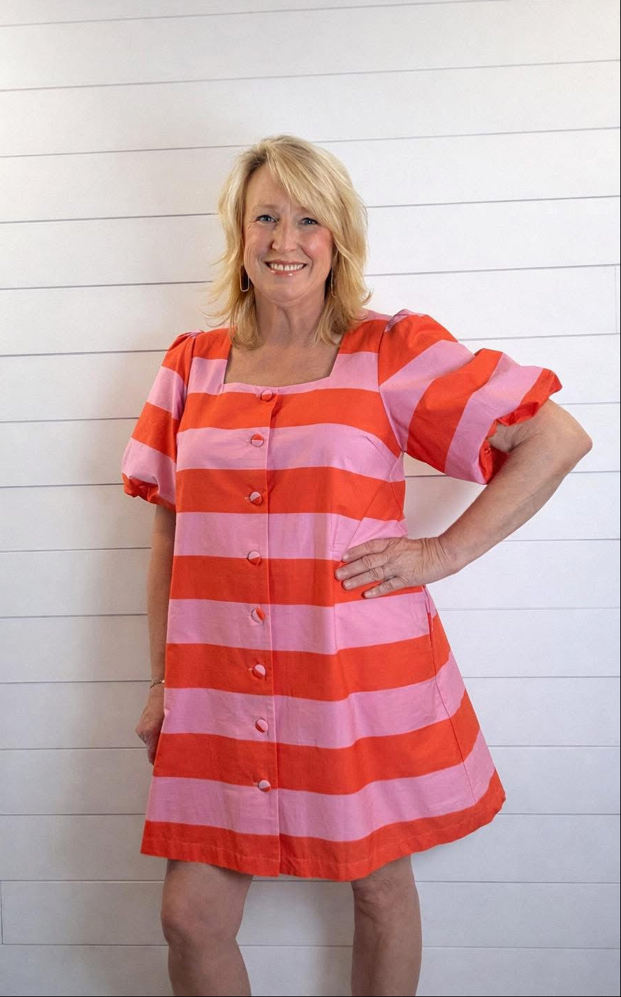 Pink/Orange Striped Dress