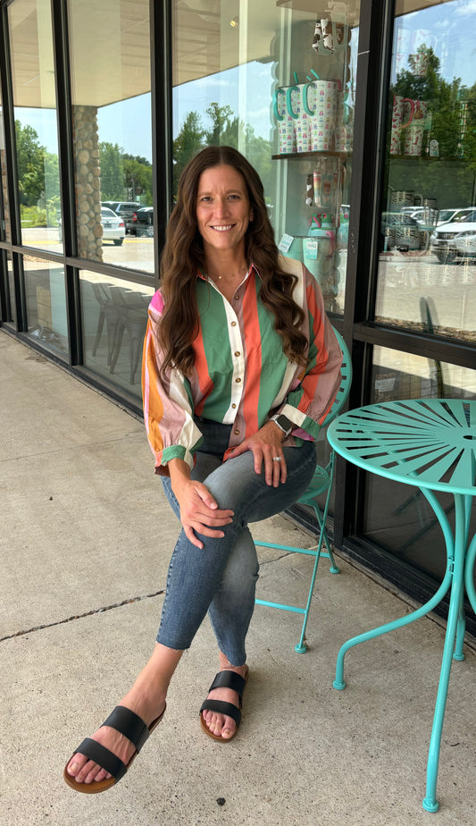 Multi-Colored Striped Blouse