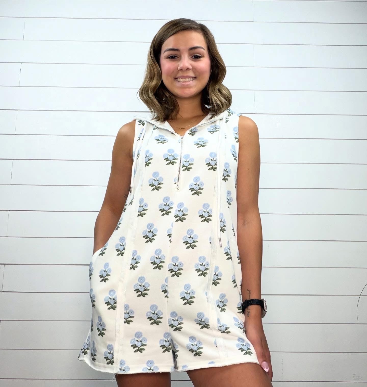 Blue Floral Romper