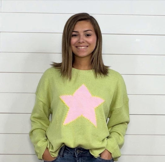Green/Pink Star Sweater