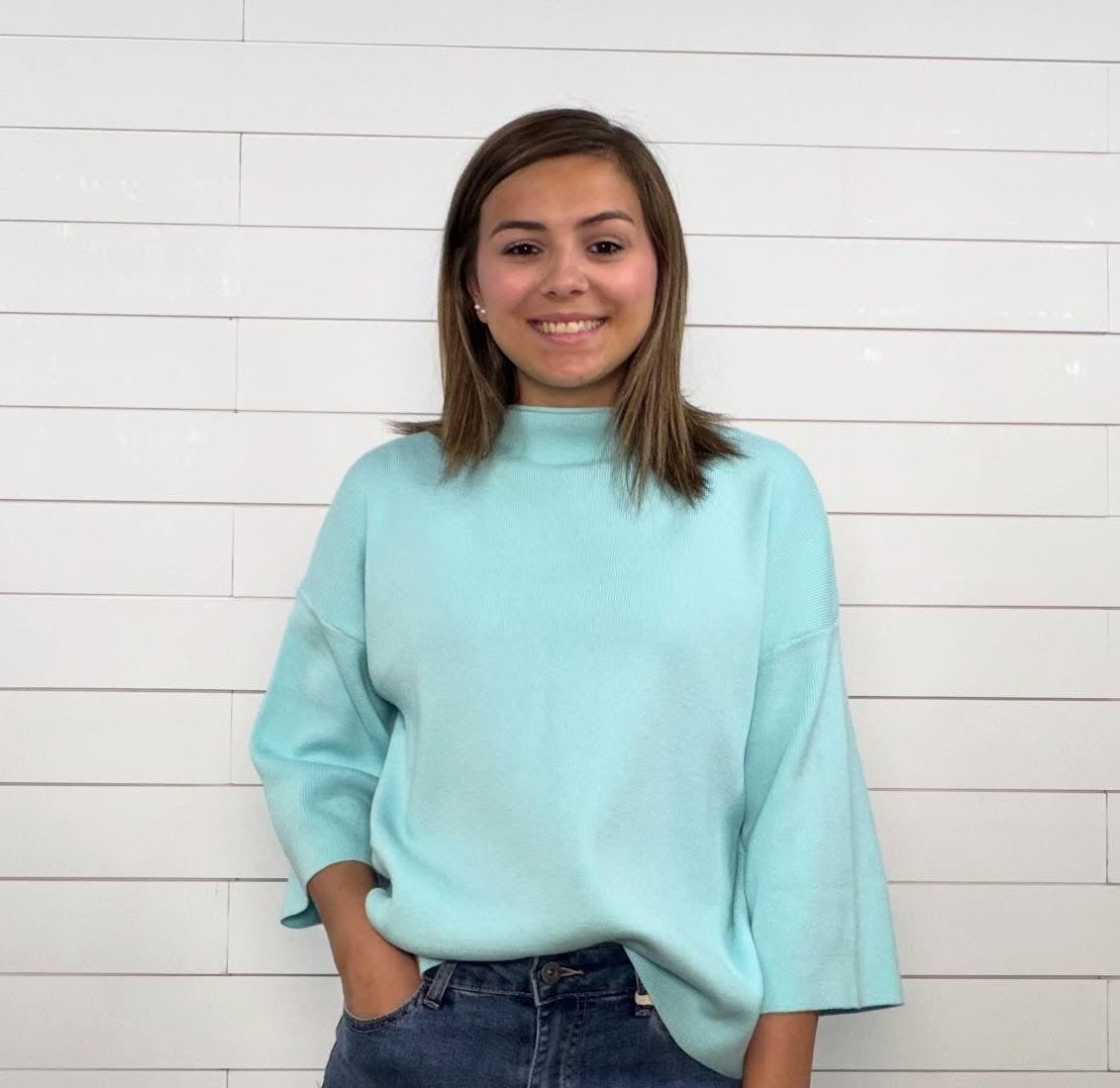 Aqua Mock Neck