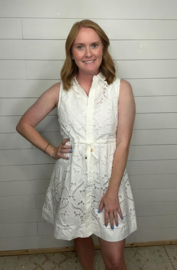 White Eyelet Mini Dress