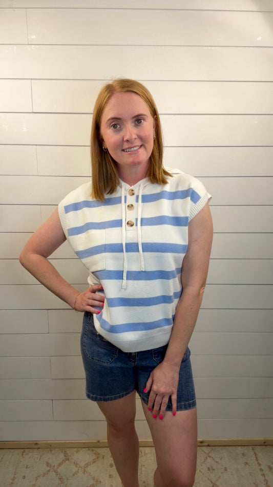 Ivory/Chambray SS Sweater